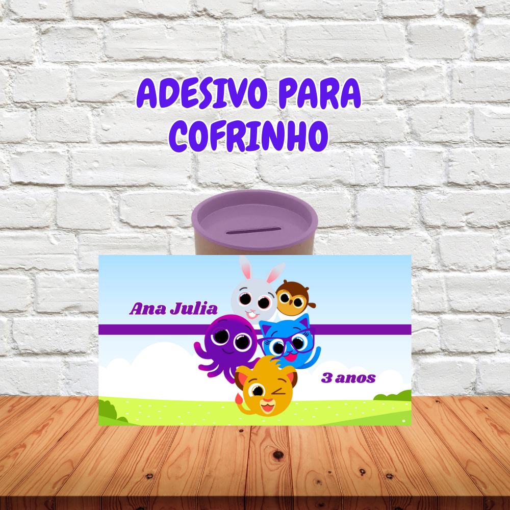 Adesivo Rotulo para Cofrinho Personalizado Bolofofo para Lembrancinha de Festa de Aniversario