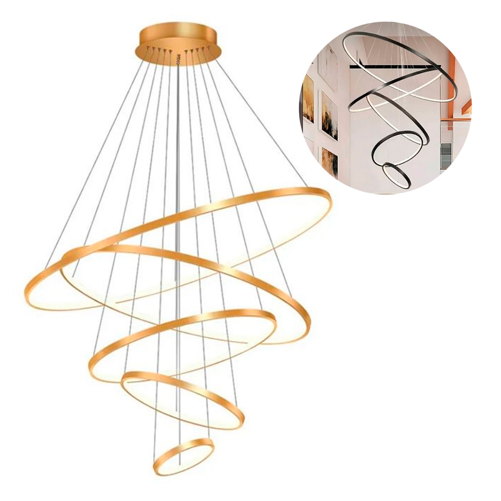 Lustre Anéis Pendente Arcos Led Moderno Com Controle Remoto Brinovar em Oferta na Shopee