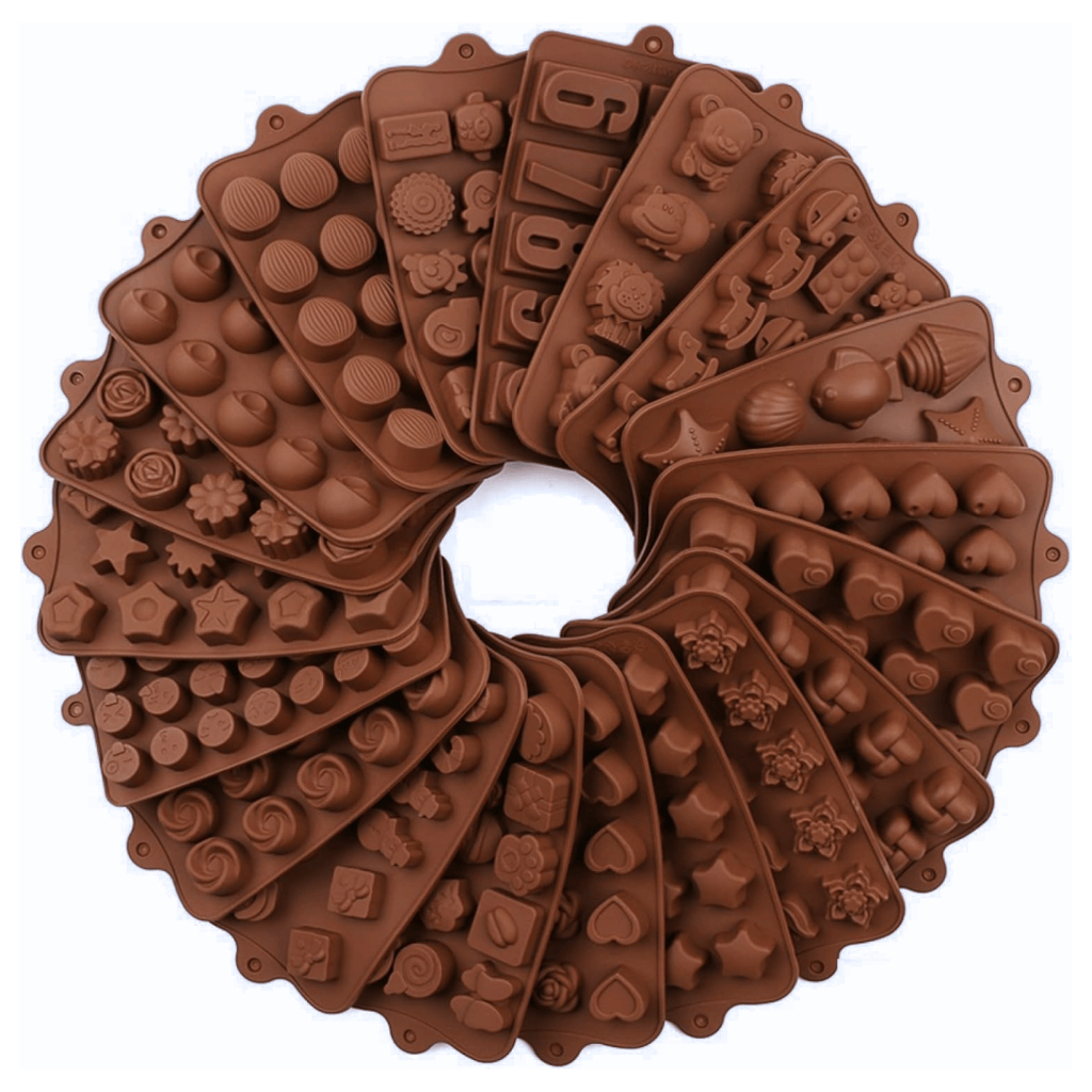 Forma de Silicone Para Chocolate Bombom Doces Gelo Gelatina Resina Molde Silicone modelos diversos em Oferta na Shopee