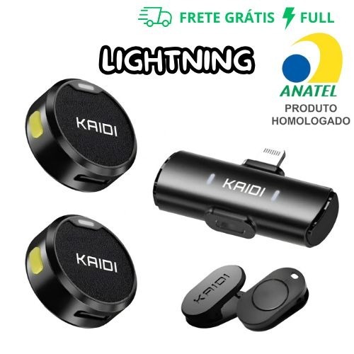 MICROFONE DE LAPELA SEM FIO COM ENTRADA LIGHTNING KAIDI KMF4-A