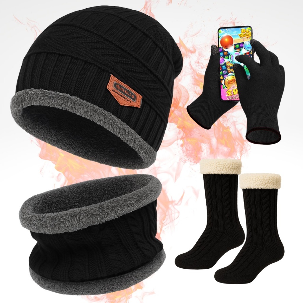 Kit Frio Touca Gorro Luva Cachecol Meia Térmica Inverno Unissex
