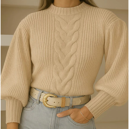 Blusa Trico De Frio Inverno Com Trança Moda Blogueira