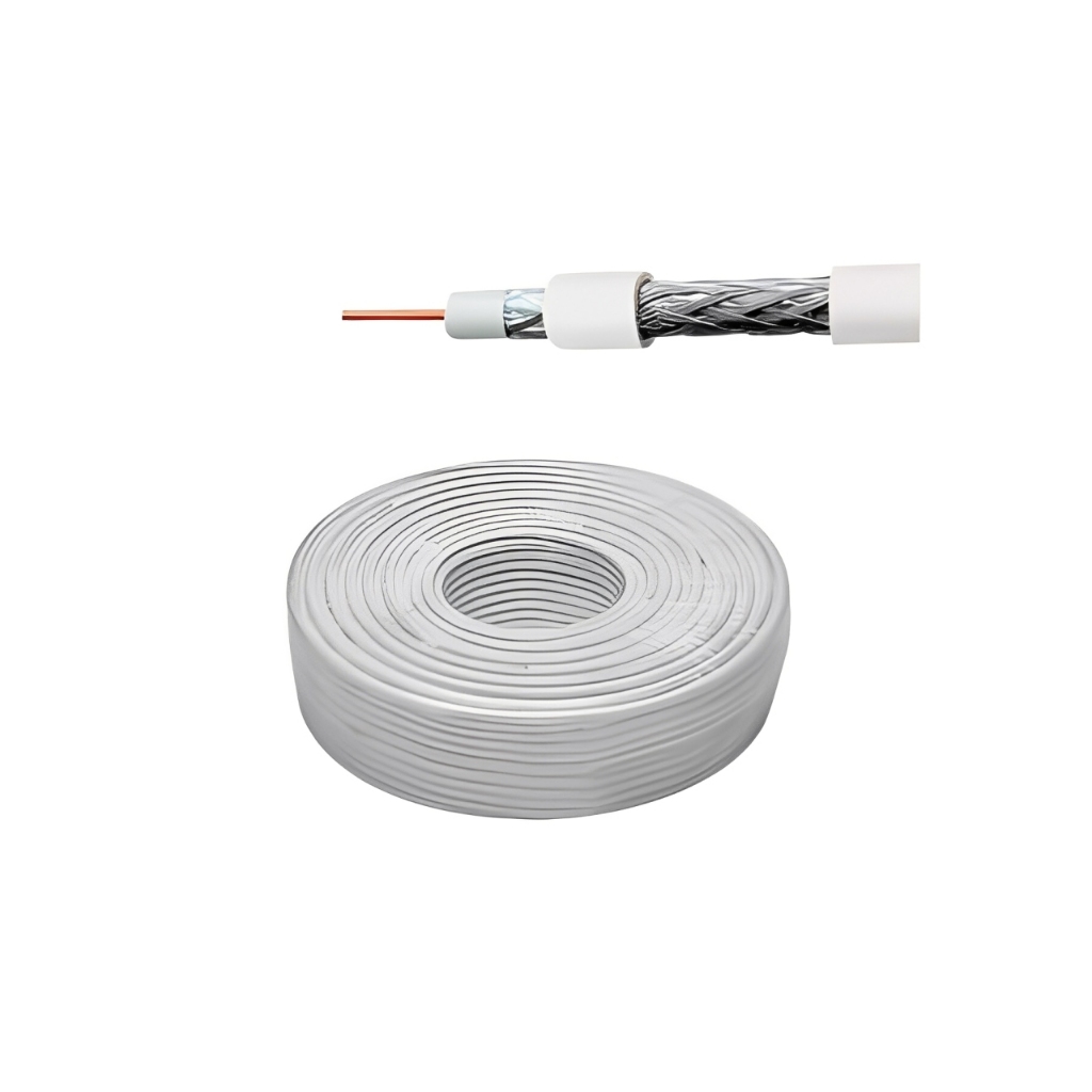 Cabo Coaxial Rgc-59 Branco 67% Malha Trançado 100mts Cabel em Oferta na Shopee