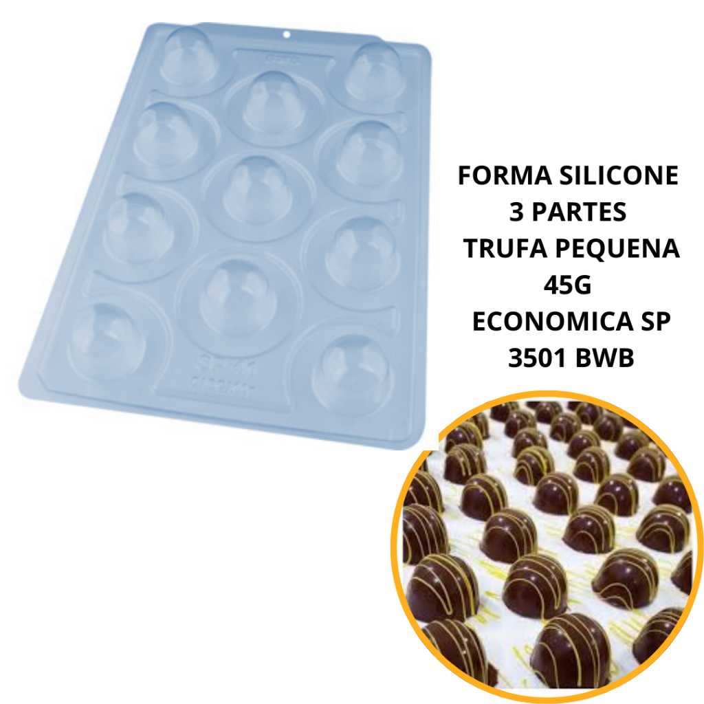 1~4 FORMA SILICONE 3 PARTES TRUFA PEQUENA 45G ECONOMICA SP 3501 BWB (CHOCO) em Oferta na Shopee