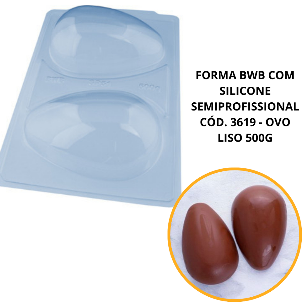 1~4 FORMA BWB COM SILICONE SEMIPROFISSIONAL, DOCES FINOS CHOCOLATES CÓD. 3619 - OVO LISO 500G (CHOCO) em Oferta na Shopee