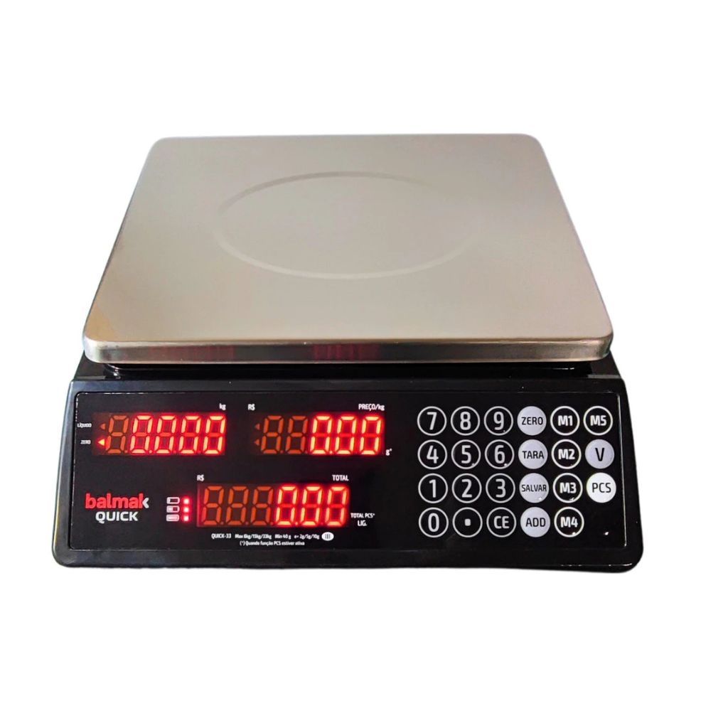 Balança Comercial com Lacre INMETRO Digital 33kg  Bivolt Balmak  Bateria e Prato inox Não é De Feira