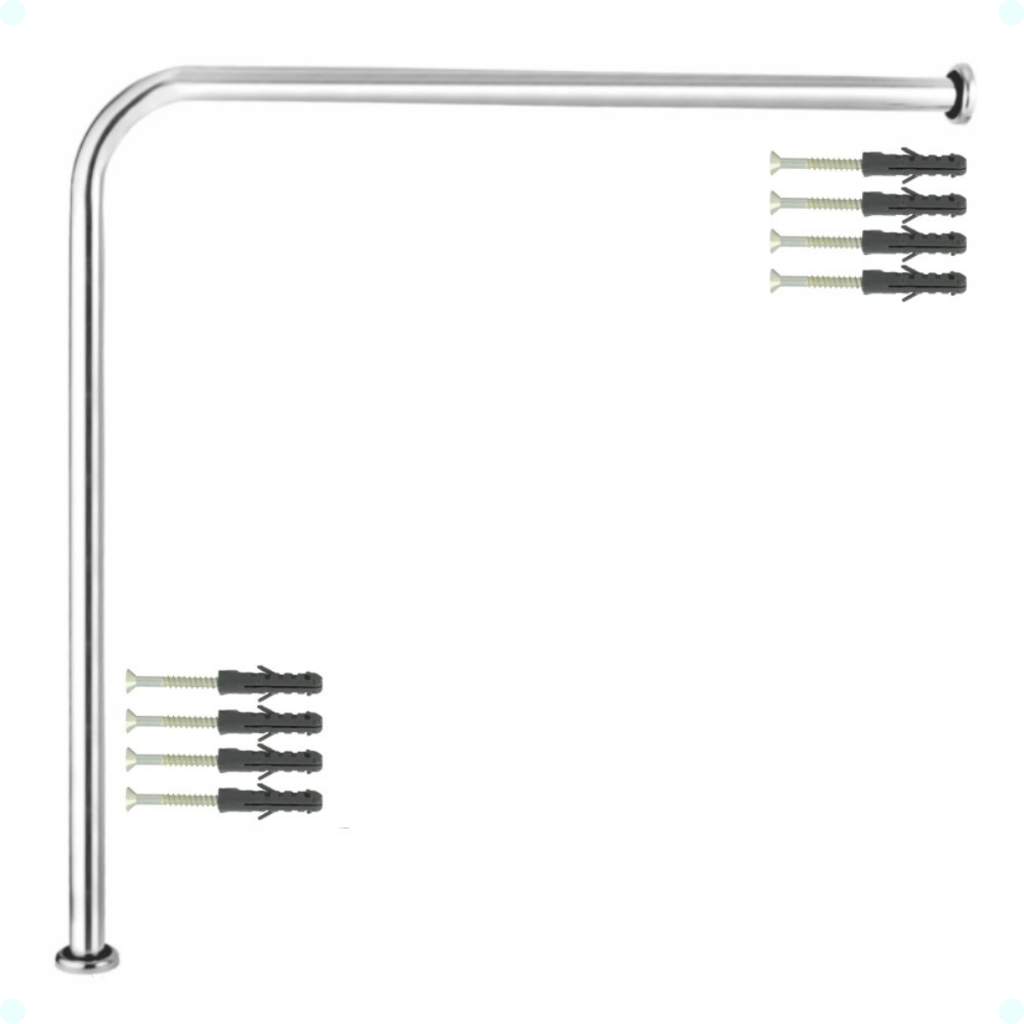 Barra de Apoio em L 65x65cm 90° Para Vaso Sanitário Corrimão