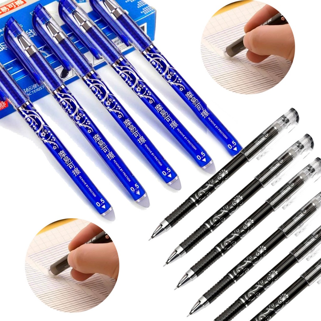 Caneta Apagável De Tinta Azul e de Tinta preta 0,35 Mm Caneta De Gel Apagável em Oferta na Shopee