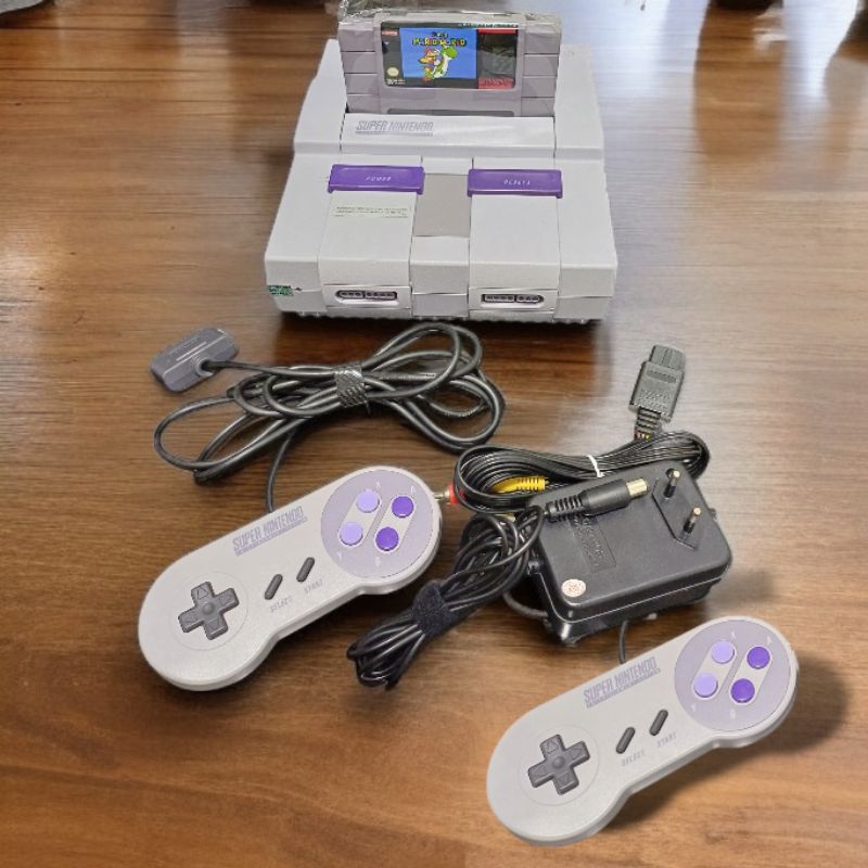 Super Nintendo 2 Controles Originais Super Mario World Snes Super Nintendo Fat — R$ 1.629,90 em Shopee