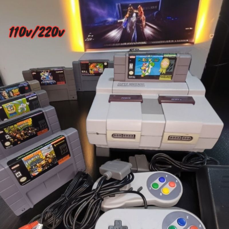 Super Nintendo ORIGINAL usado + Super Mario World +2 controles - Snes completo