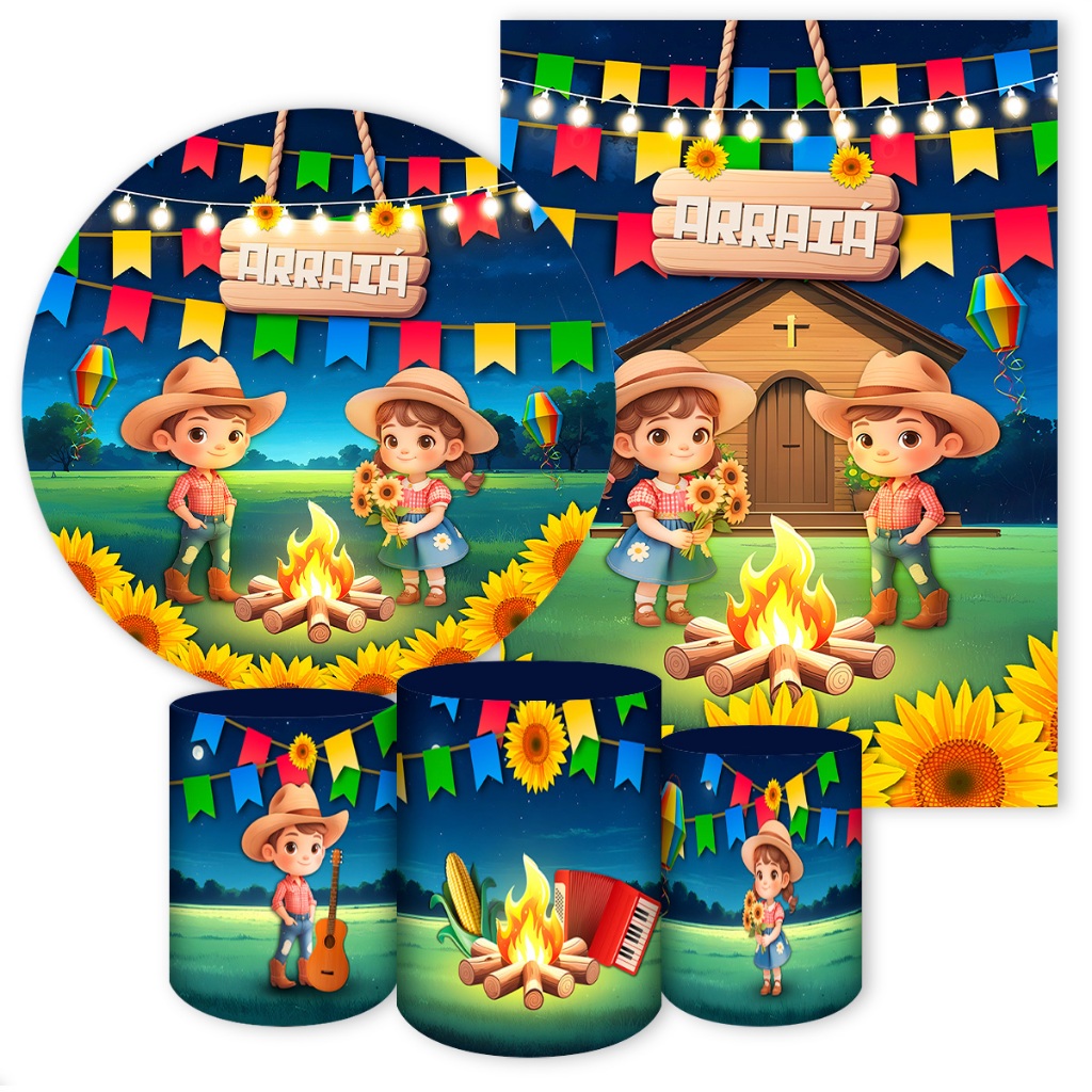 Capas para Painéis de Festa Sublimados Pegue e Monte Festa Junina 2025 Arraia Varios Modelos
