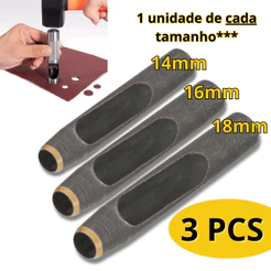 Kit 3 Furador 14,16,18mm Couro Vazador Perfurador Aço Vonder