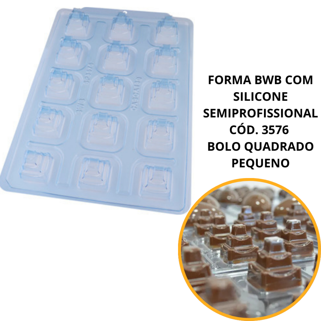 1~4 FORMA BWB COM SILICONE SEMIPROFISSIONAL,  DOCES FINOS CHOCOLATES CÓD. 3576 BOLO QUADRADO PEQUENO (CHOCO) em Oferta na Shopee