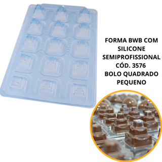 1~4 FORMA BWB COM SILICONE SEMIPROFISSIONAL,  DOCES FINOS CHOCOLATES CÓD. 3576 BOLO QUADRADO PEQUENO (CHOCO) em Oferta na Shopee