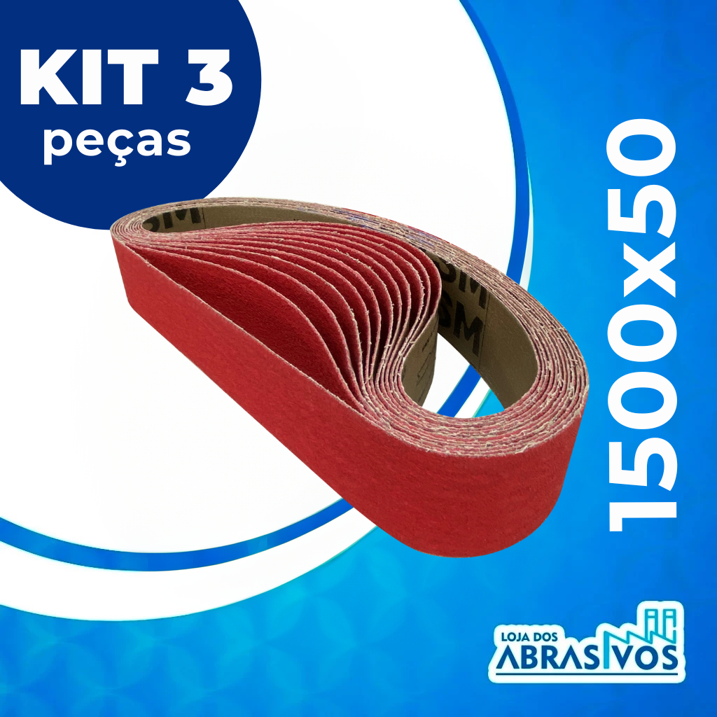 Kit 3 Peças Cinta Lixa 1500x50 VSM Ceramics XK870X 36 a 120 Cinta Lixa P/ Cutelaria Grão Cerâmica