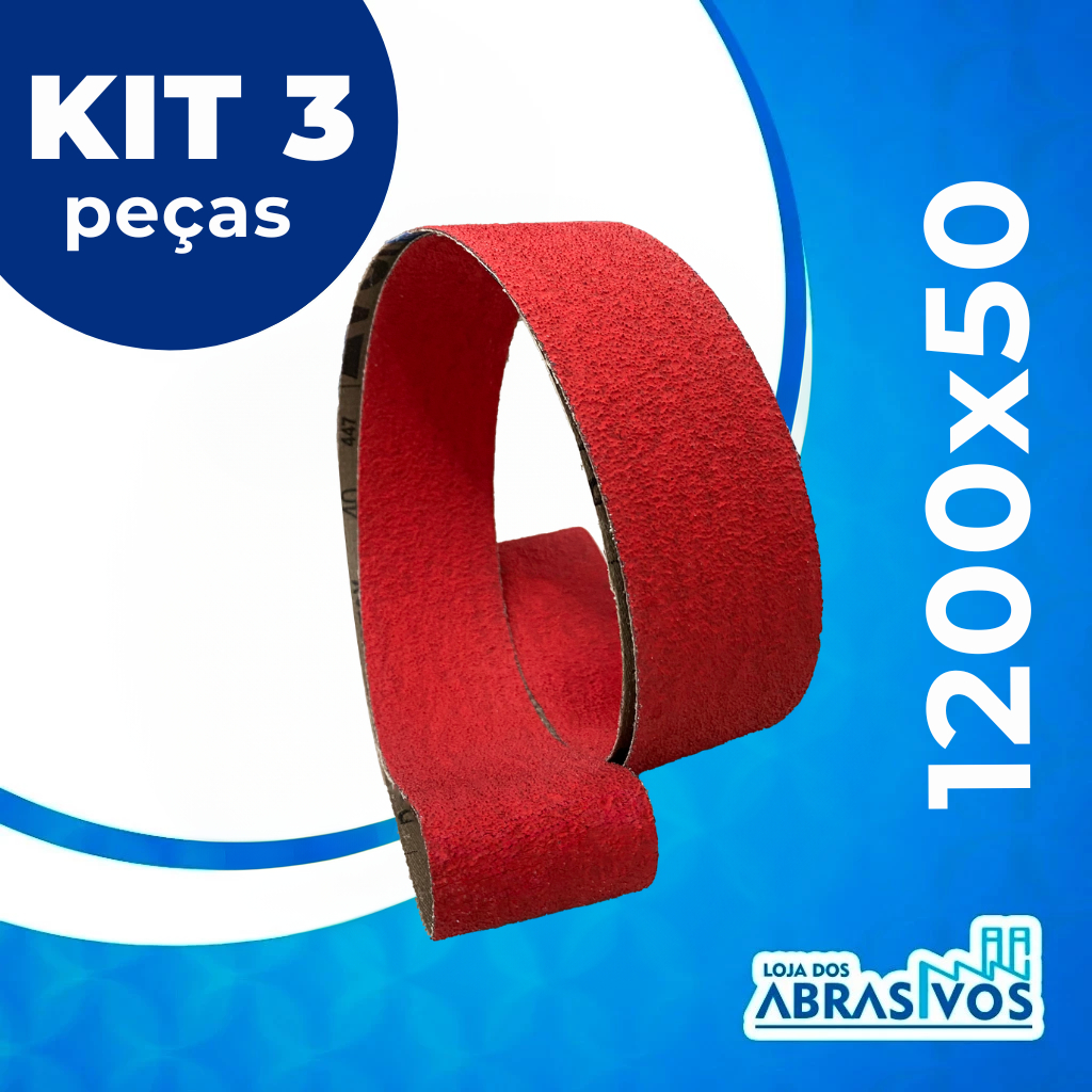 Kit 3 Peças Cinta Lixa 1200x50 VSM Ceramics XK870X 36 a 120 Cinta Lixa P/ Cutelaria Grão Cerâmica