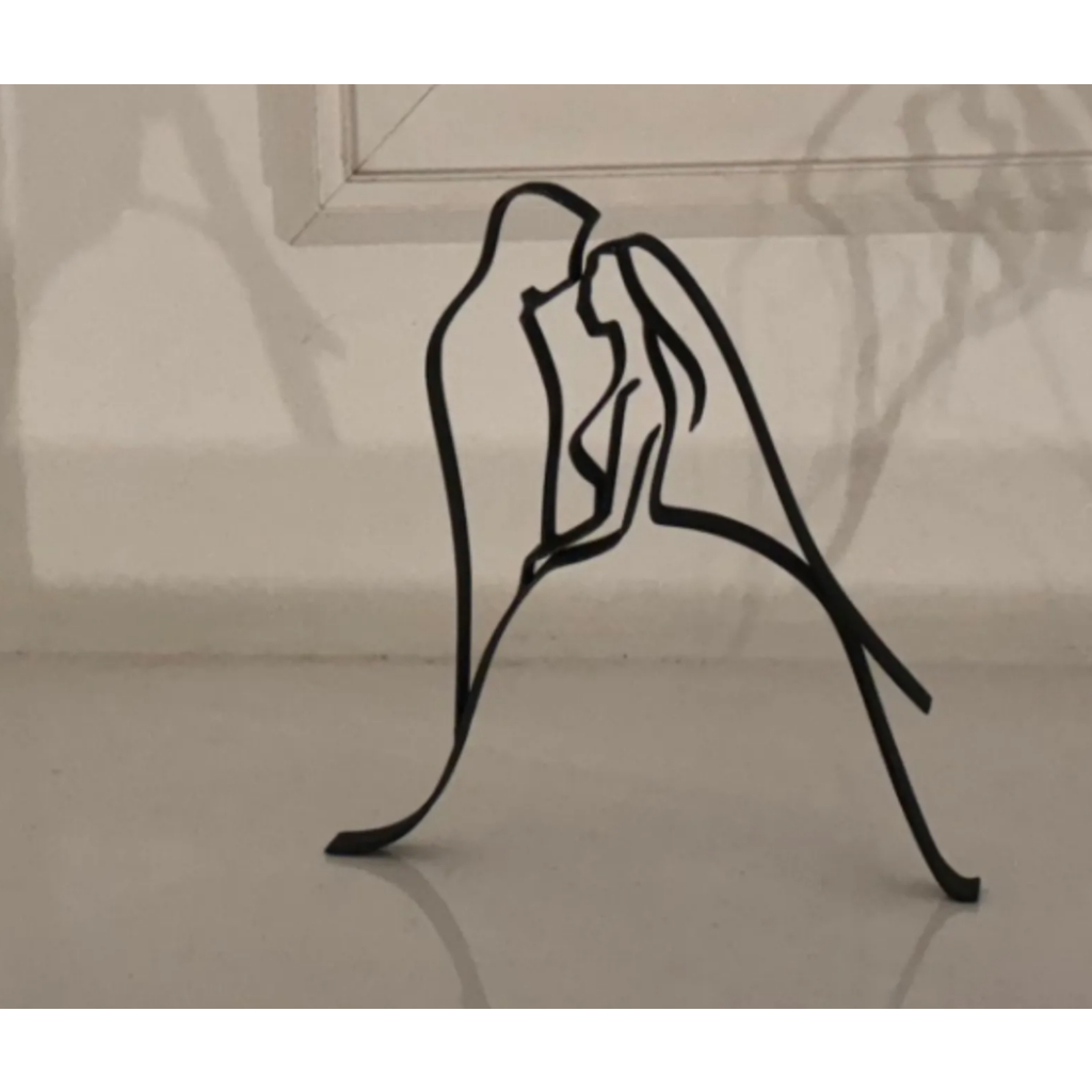 Escultura Casal Casamento Line Art - Impressão 3D PETG - Arte Minimalista Romântica 18 x 15cm