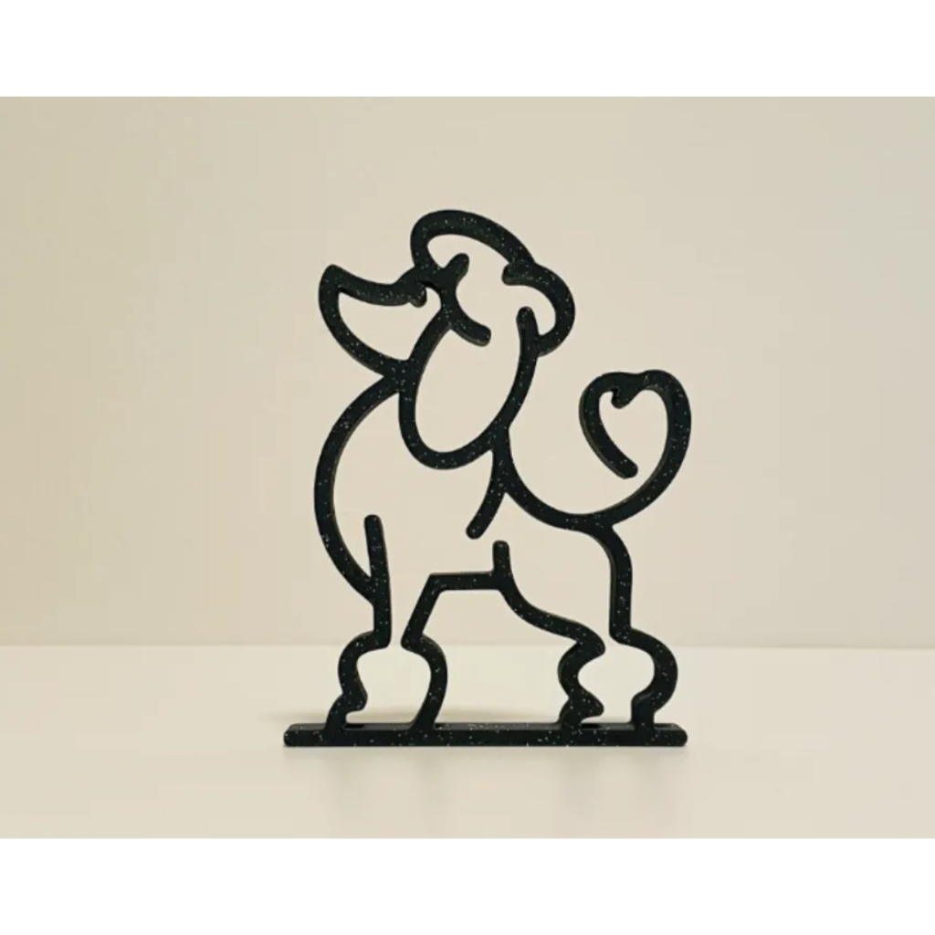 Escultura Poodle Line Art - Impressão 3D PETG - Arte Minimalista Cachorro - Decoração Pet Lovers 13 x 10cm