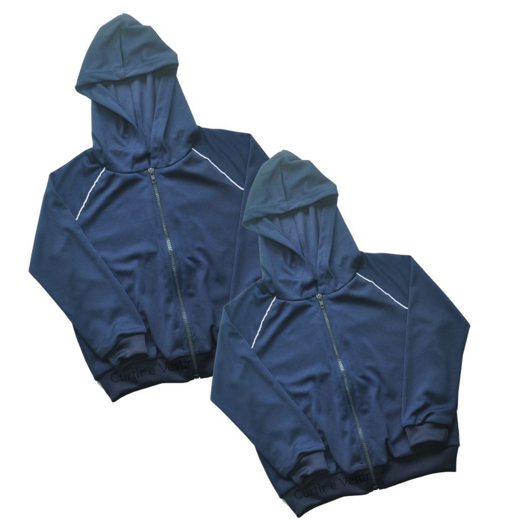 kIT 2 Jaquetas com capuz infantil Helanca Uniforme Escolar