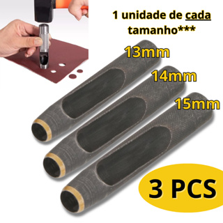 Kit 3 Peças Furador Vazador Couro Profissional 13,14,15mm Perfurador Cinto Agulhão de Artesanato em Oferta na Shopee