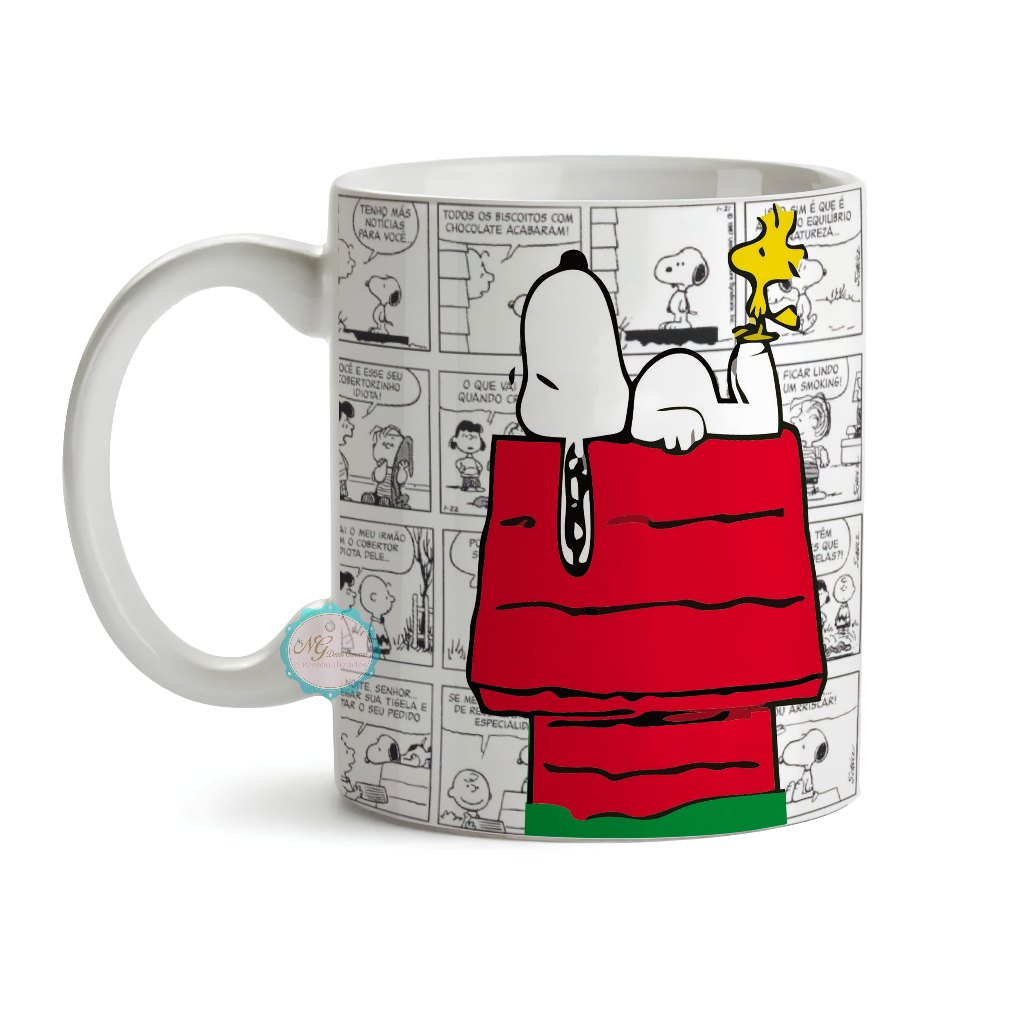Caneca De Porcelana Snoopy Personalizada Com Nome Mod. 002