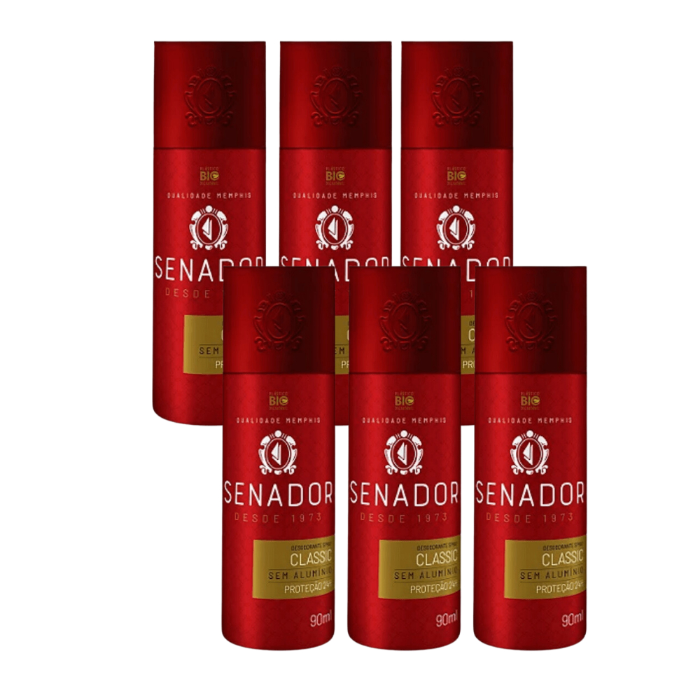 Kit 6 Desodorante Spray Senador Classic 90ml