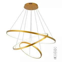 Lustre Led Moderno Pendente Anéis Led 89w 3 Arcos Dourado