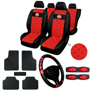 kit Capa Para Banco Automotivo Couro Fiat Palio Uno Siena Punto + Volante de carro + tape…