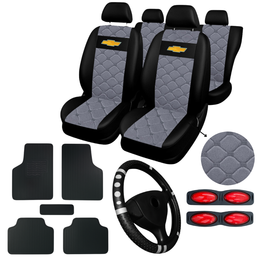 kit Capa Banco De Couro Automotivo Carro Chevrolet Corsa Celta Prisma Onix Classic + Capa de volante em Oferta na Shopee