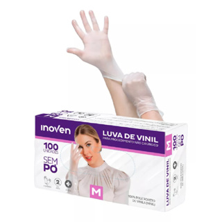 Kit 100, 200 e 300 - Luva Vinil sem pó 100und em Oferta na Shopee