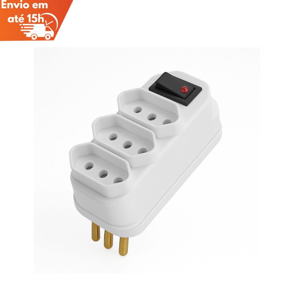Adaptador De Tomada Benjamim 3 Saidas POWER 2P + T 10A 250V Plug Padrão 10 A em Oferta na Shopee