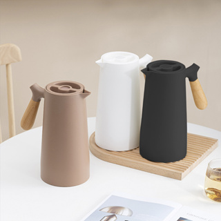 Garrafa Térmica Nórdica 1 Litro Café e Chá Bule Cabo Madeira Botão Mantém Temperatura Wood Luxo em Oferta na Shopee