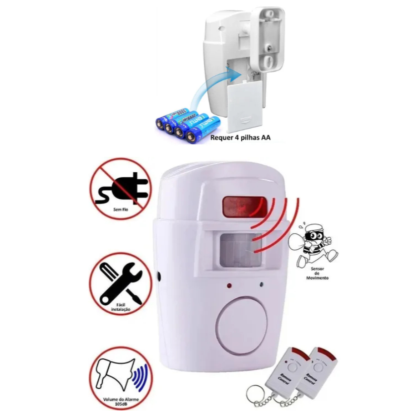 Alarme Sem Fio Residencial Sensor Sirene + 2 Controles Segurança casa apartamento monitoramento