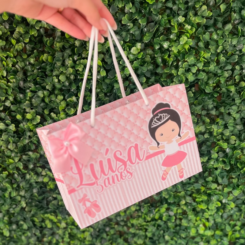 Sacolinha Surpresa Bailarina Personalizada | Lembrancinha Bolsinha Maleta | Festa | Aniversário
