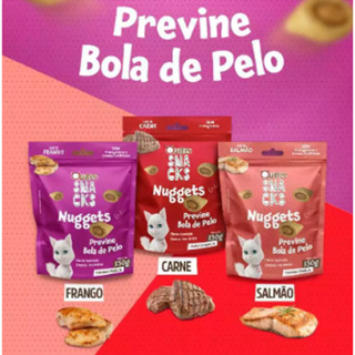 KIT 3 Petisco Snack Quatree Gatos Nuggets Frango Bola de Pelo 60g - SABORES em Oferta na Shopee