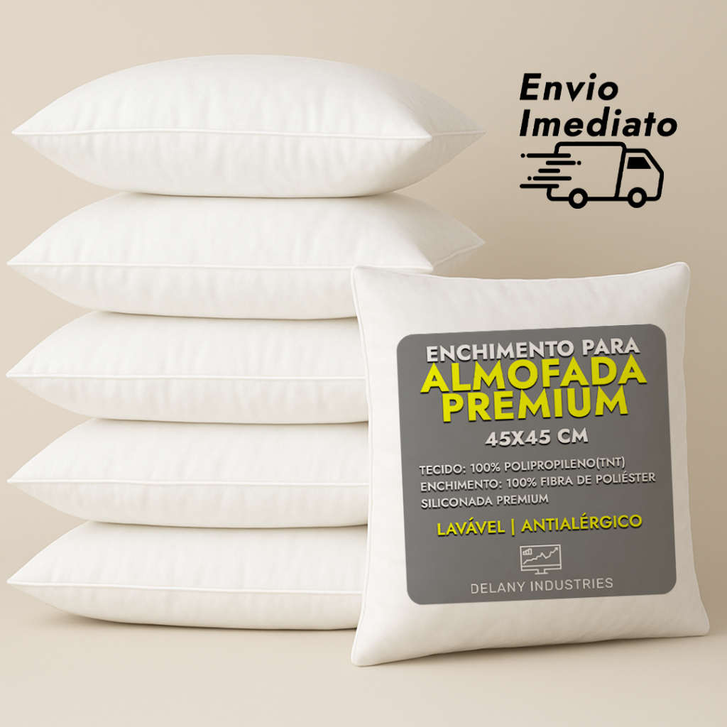 Kit COM ATÉ 10 Enchimentos de Almofada Antialérgico Lavável Alta Qualidade Macia Sofá 45x45cm