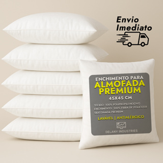 Kit COM ATÉ 10 Enchimentos de Almofada Antialérgico Lavável Alta Qualidade Macia Sofá 45x45cm em Oferta na Shopee