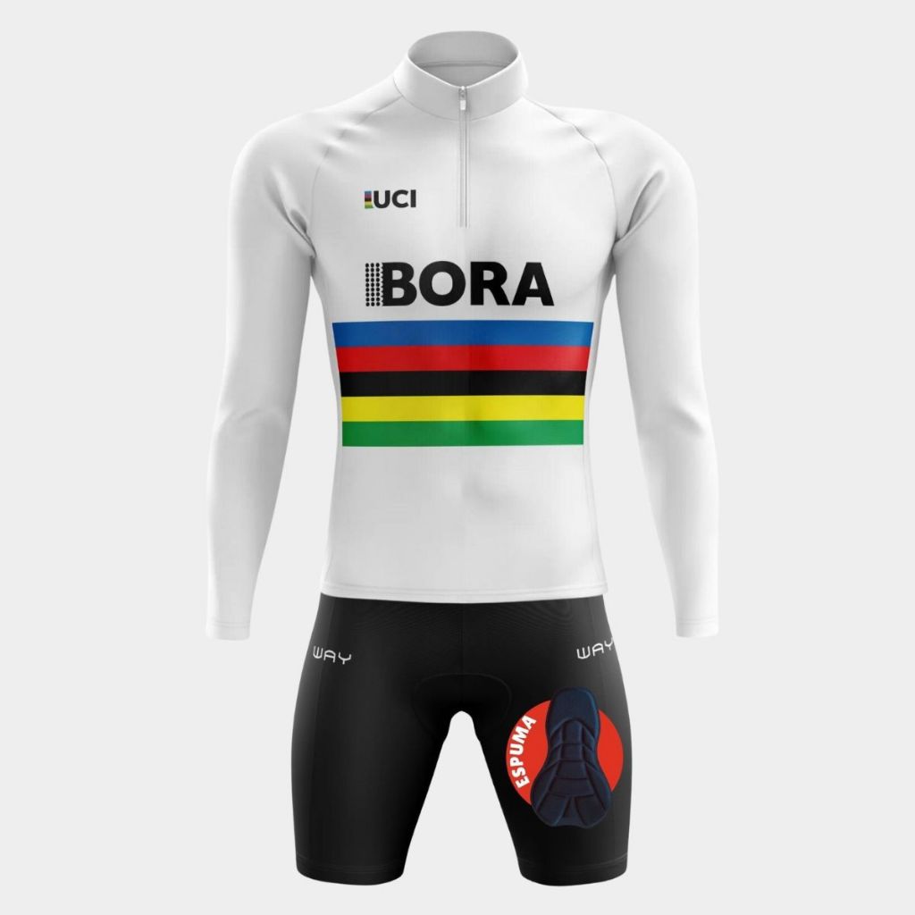Conjunto Ciclismo Masculino Kit Camisa Manga Comprida Pro UV Bermuda Short Forro Espuma Bike