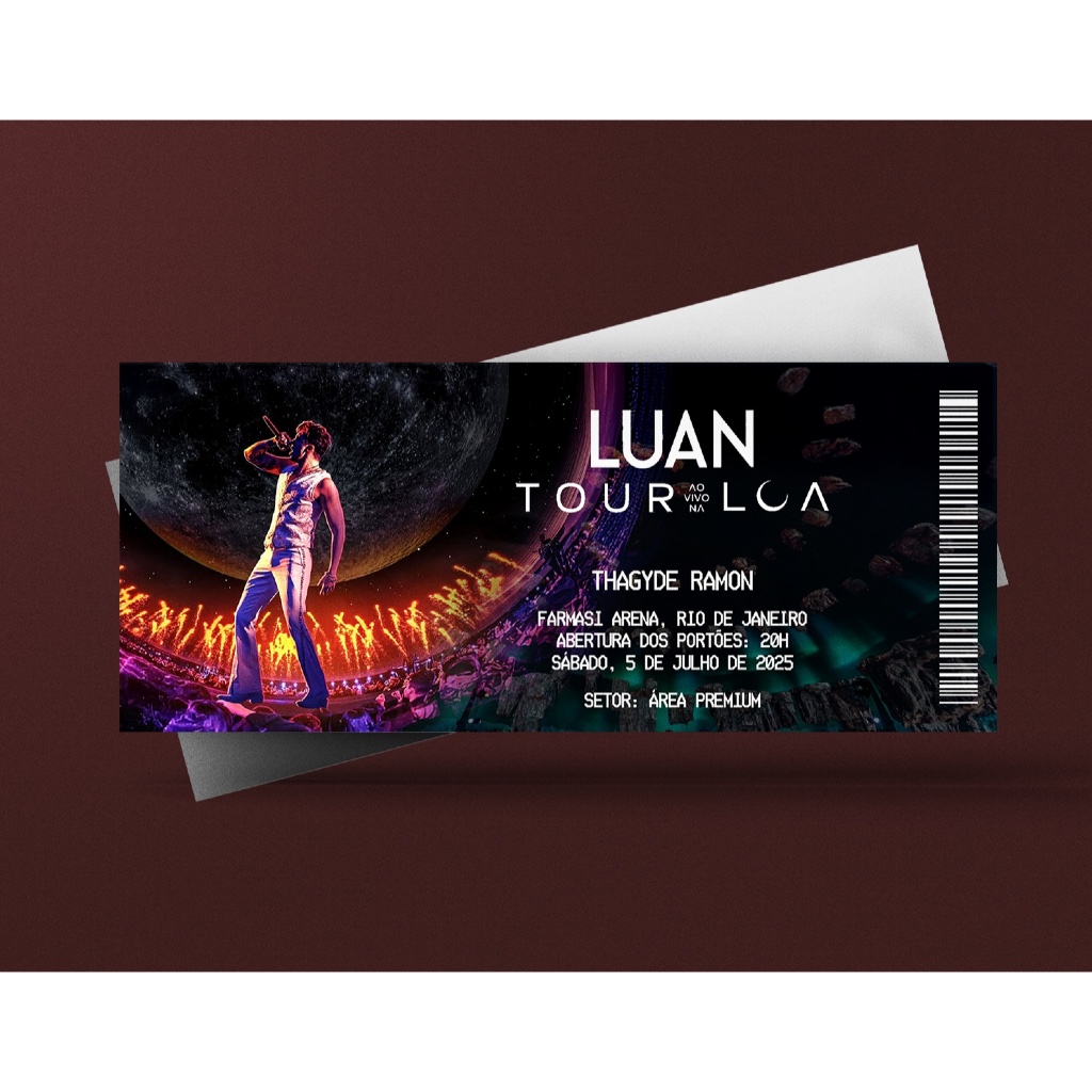 Ingresso Holográfico Personalizado Luan Santana - Tour ao Vivo na Lua