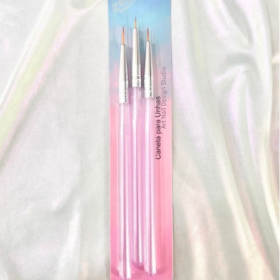 Kit c/3 Pincéis Ultra Fino Francesinha Decoração Manicure