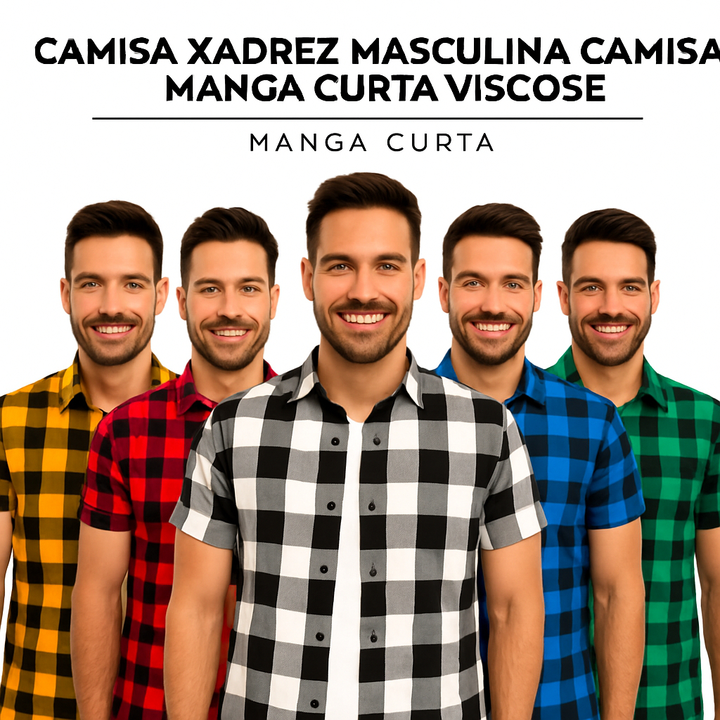 camisa xadrez masculina viscose camisas manga curta masculino colorida são joão