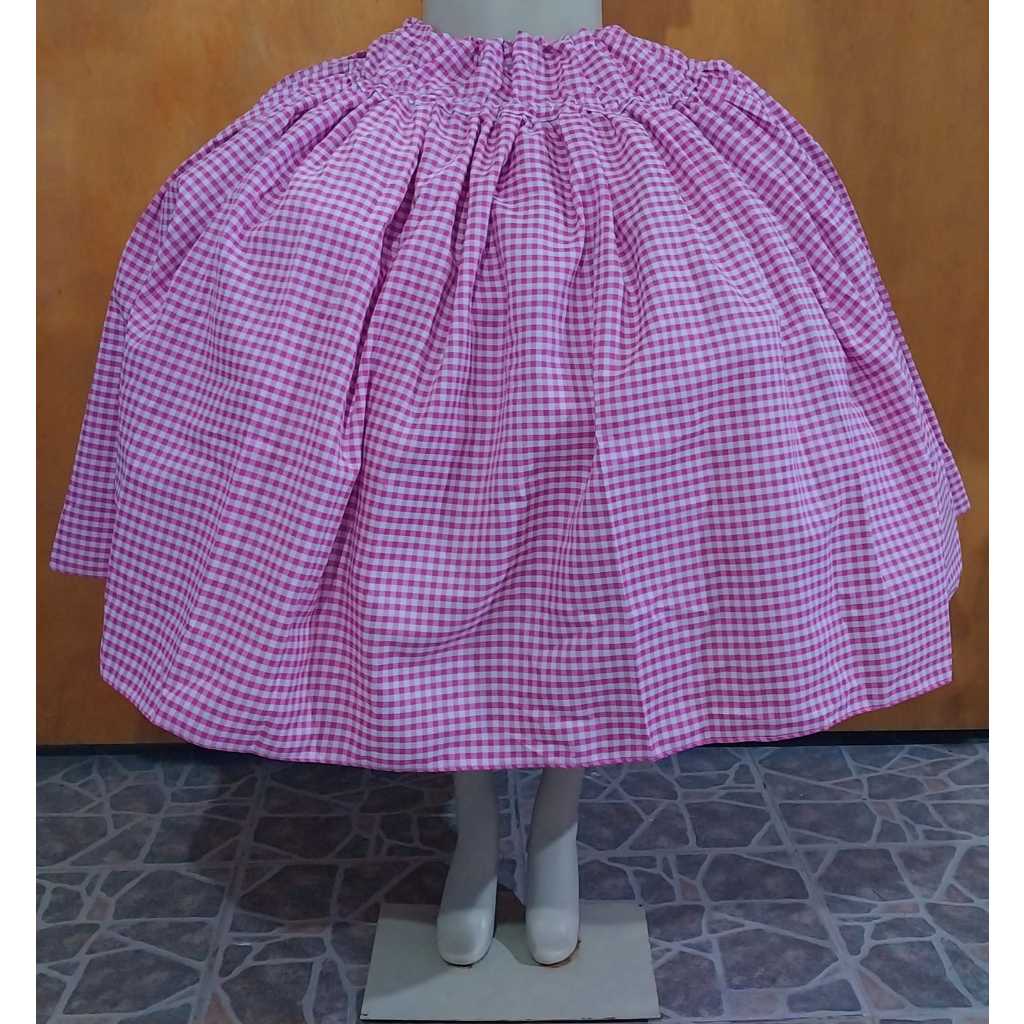 SAIA PRETO VELHO/PRETA VELHA CARIJÓ/XADREZ BRANCO E ROSA COM BORDADO INGLÊS  - UMBANDA E CANDOMBLÉ