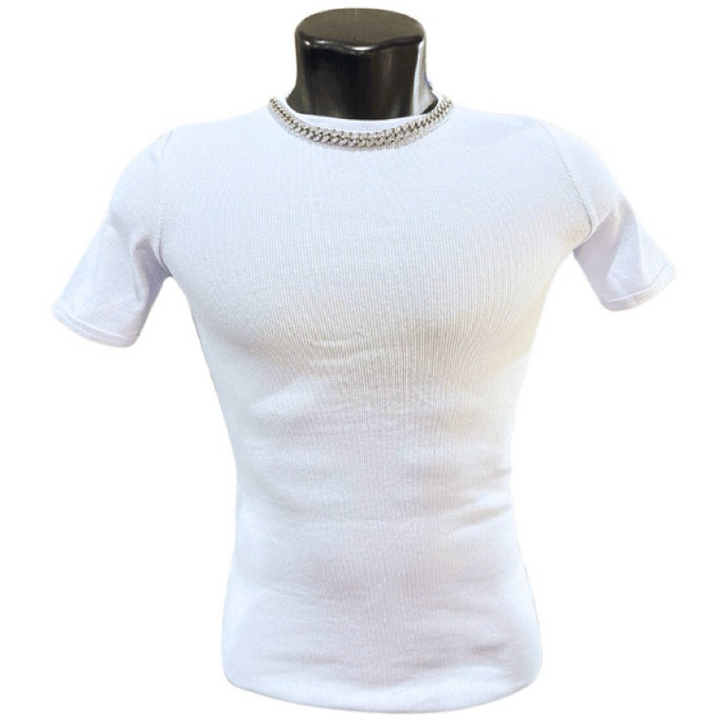 Camisa Canelada Branca (Estilo Americano)