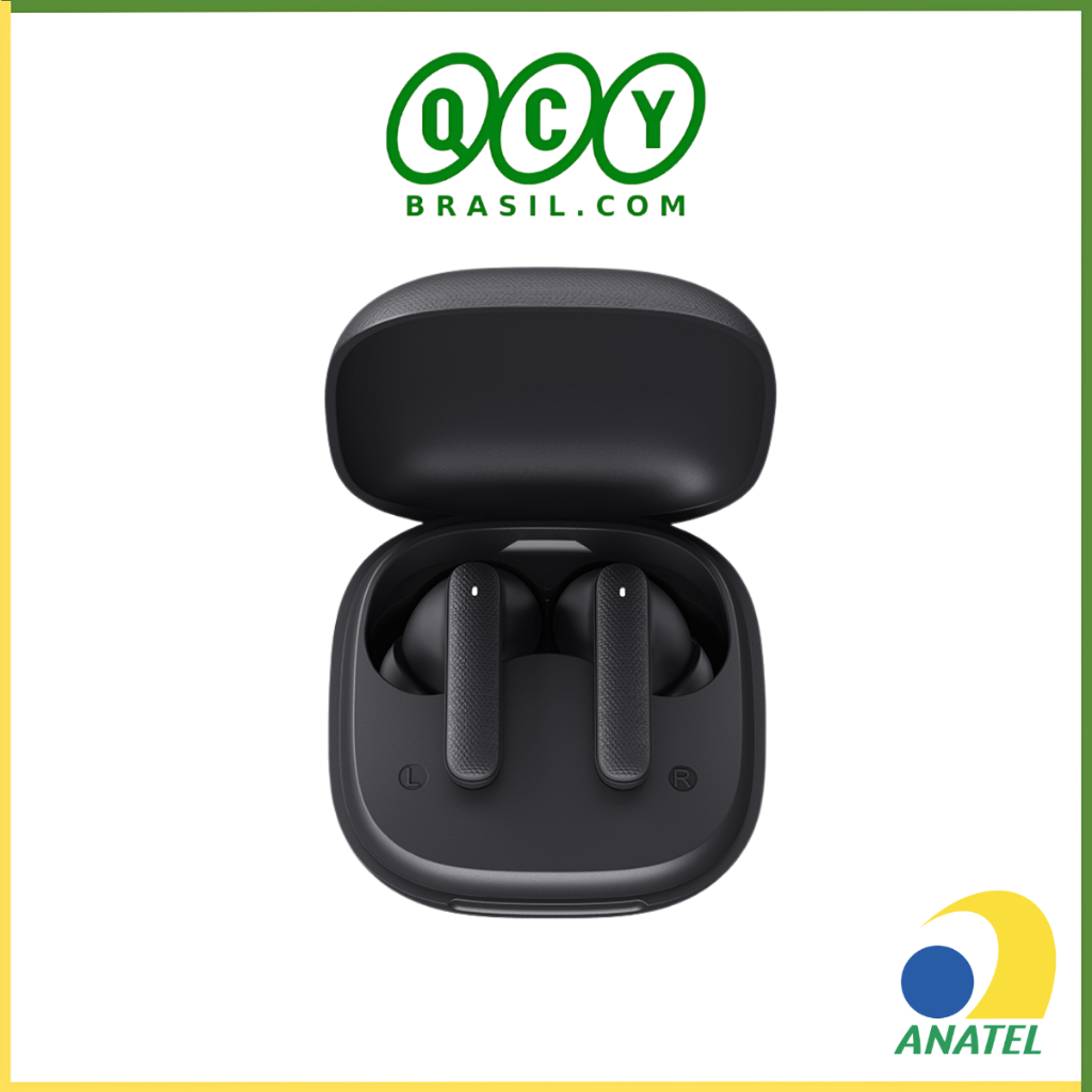 Fone de Ouvido QCY Buds T43 Sem Fio Bluetooth 5.3, Modo Baixa Latência, Certificado IPX4, até 35 Horas de Bateria