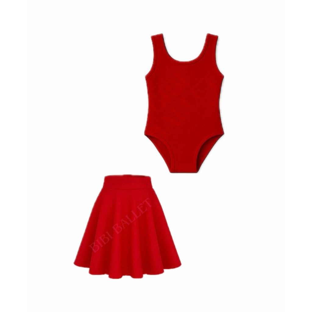 Kit 2 Itens - 1 Collant Regata e 1 Saia de Cós (VERMELHO) em Oferta na Shopee