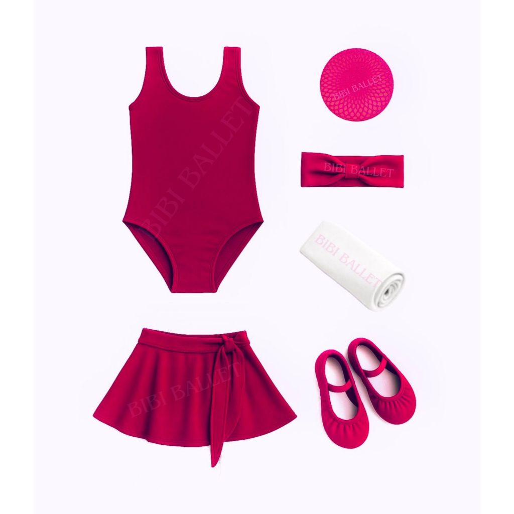 Kit Ballet Infantil e Juvenil - 6 itens/ uniforme para dança - PINK (SOMENTE MEIA BRANCA) REGATA E SAIA DE TRANSPASSA