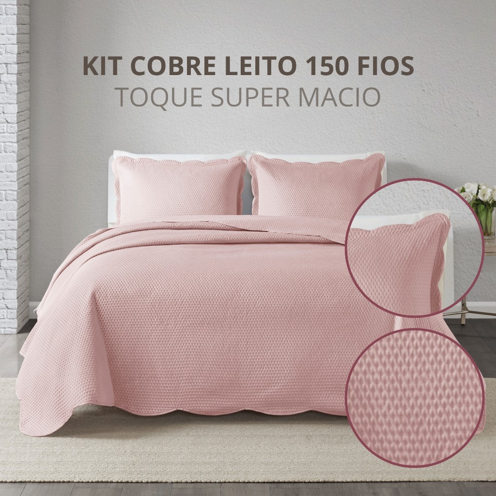 Colcha Cobre Leito Dupla Face 150 Fios Matelassê Solteiro Casal Queen King Porta Travessei...