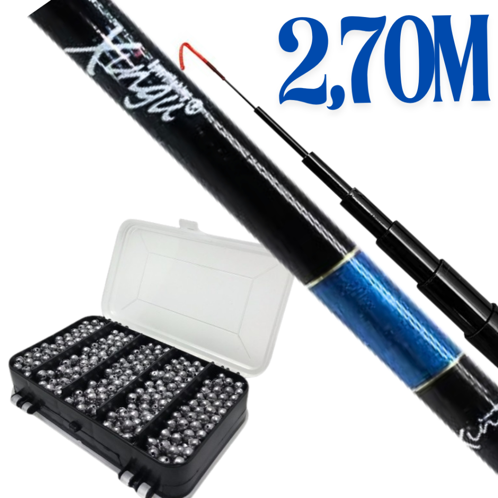 Kit Pesca Vara Telescópica 2,70m e Chumbada Kit De Chumbada Mais Caniço de Pesca Pescar Pescaria