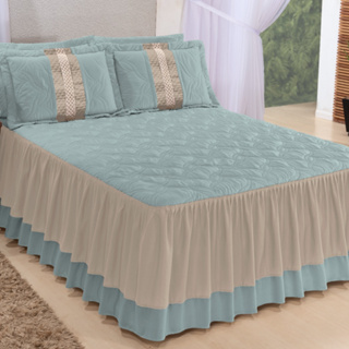 Kit Colcha Casal Queen Betina Matelada bordada com babado 3 peças Azul, Rosa, Vermelha em Oferta na Shopee