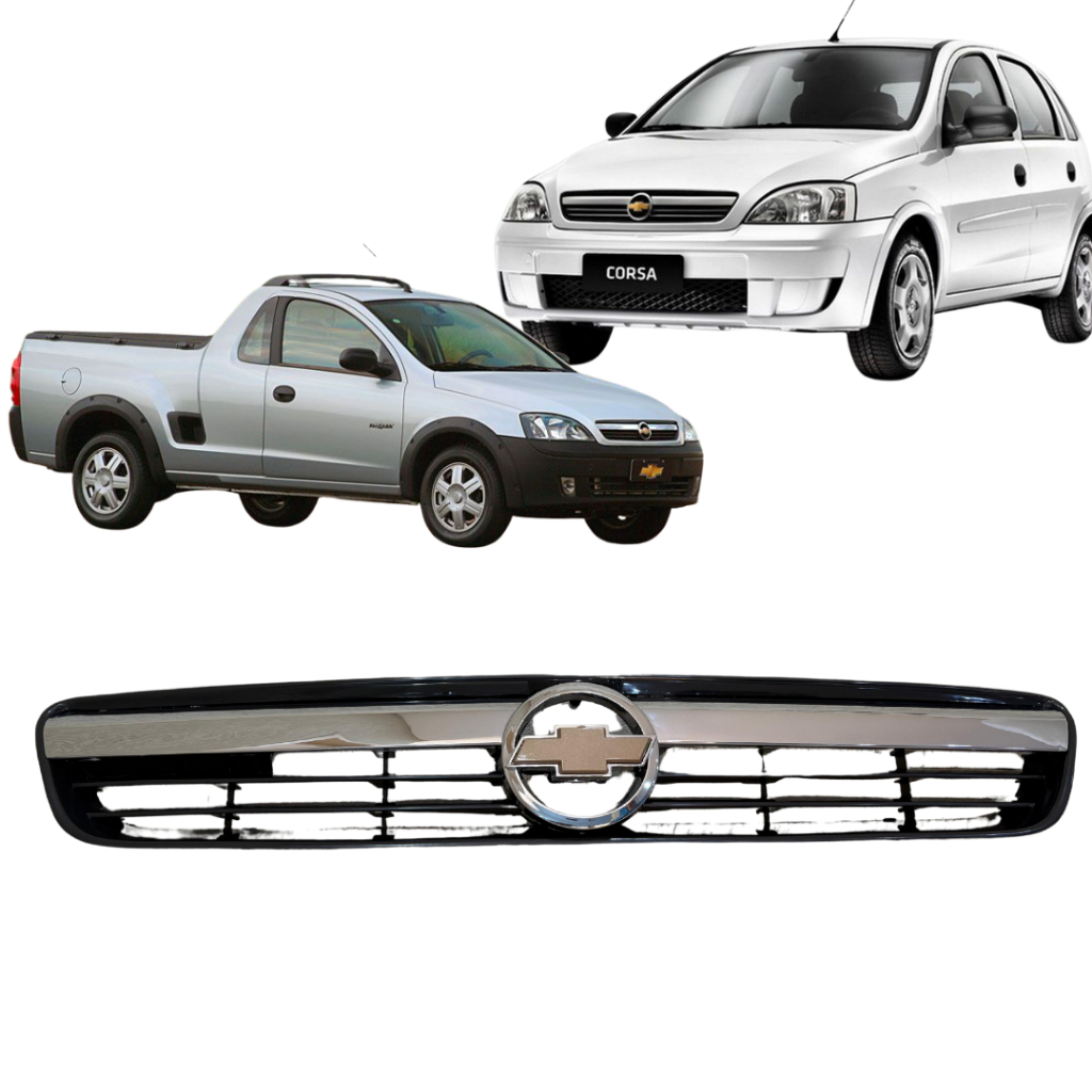 Grade Central Corsa 2007 a 2012 Montana 2007 a 2010 Friso Cromado Com Emblema Radiador